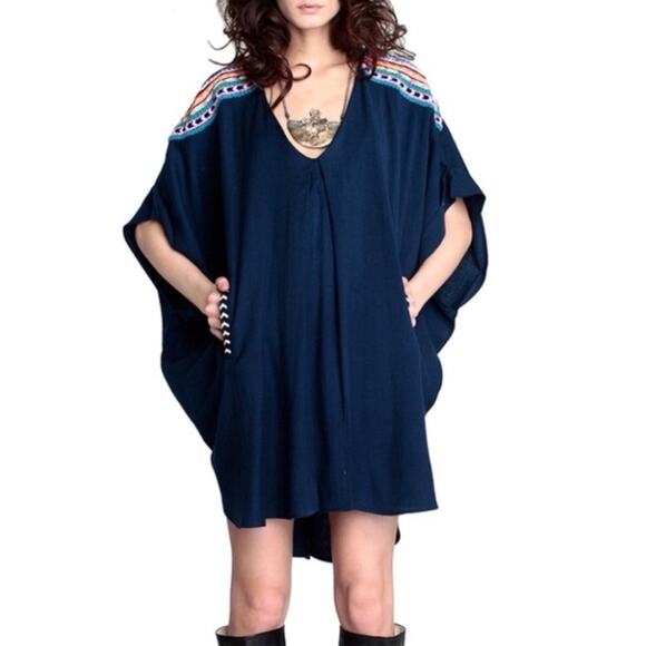 Mara Hoffman Beaded Wool Poncho Caftan OS